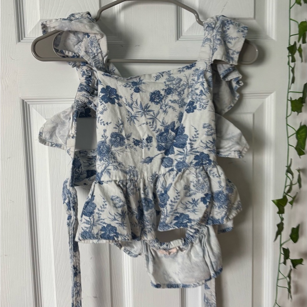 Floral Blue Tie Top -Originally Retailed at 56.00